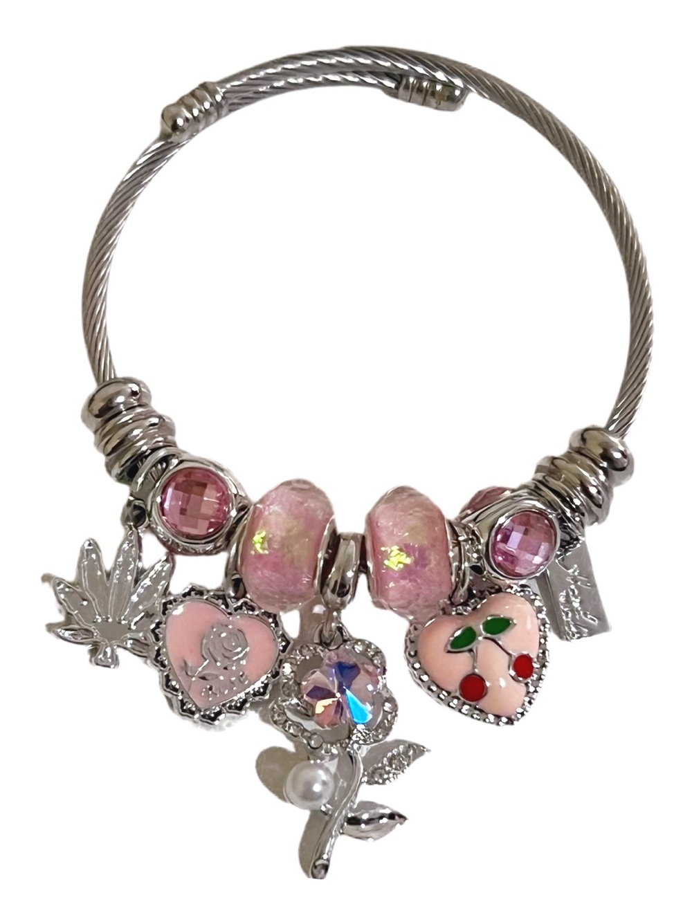 ⭐️ Pink Charm Bracelet • Silver • New • Boutique Style • Cute Accessory⭐️
